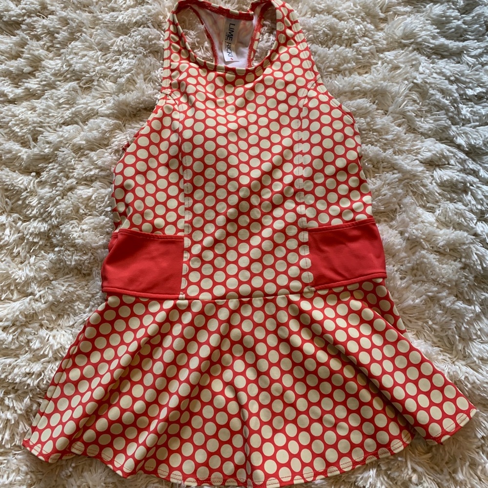 Lime Ricki polka dot retro 70s modest tankini top - Picture 1 of 6